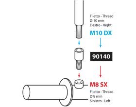 ΑΝΤΑΠΤΟΡΑΣ ΚΑΘΡΕΠΤΗ LAMPA - από αριστερόστροφο Ø8mm σε δεξιόστροφο σπείρωμα Ø10mm - 