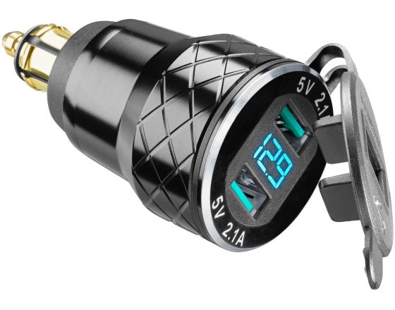 INTERPHONE Αντάπτορας DIN με 2 USB και Βολτόμετρο για Μοτοσυκλέτα