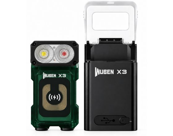 ΦΑΚΟΣ WUBEN - X3 Pro Green Owl Compact LED Επαναφορτιζόμενος EDC με Θήκη Φόρτισης Αλουμινίου