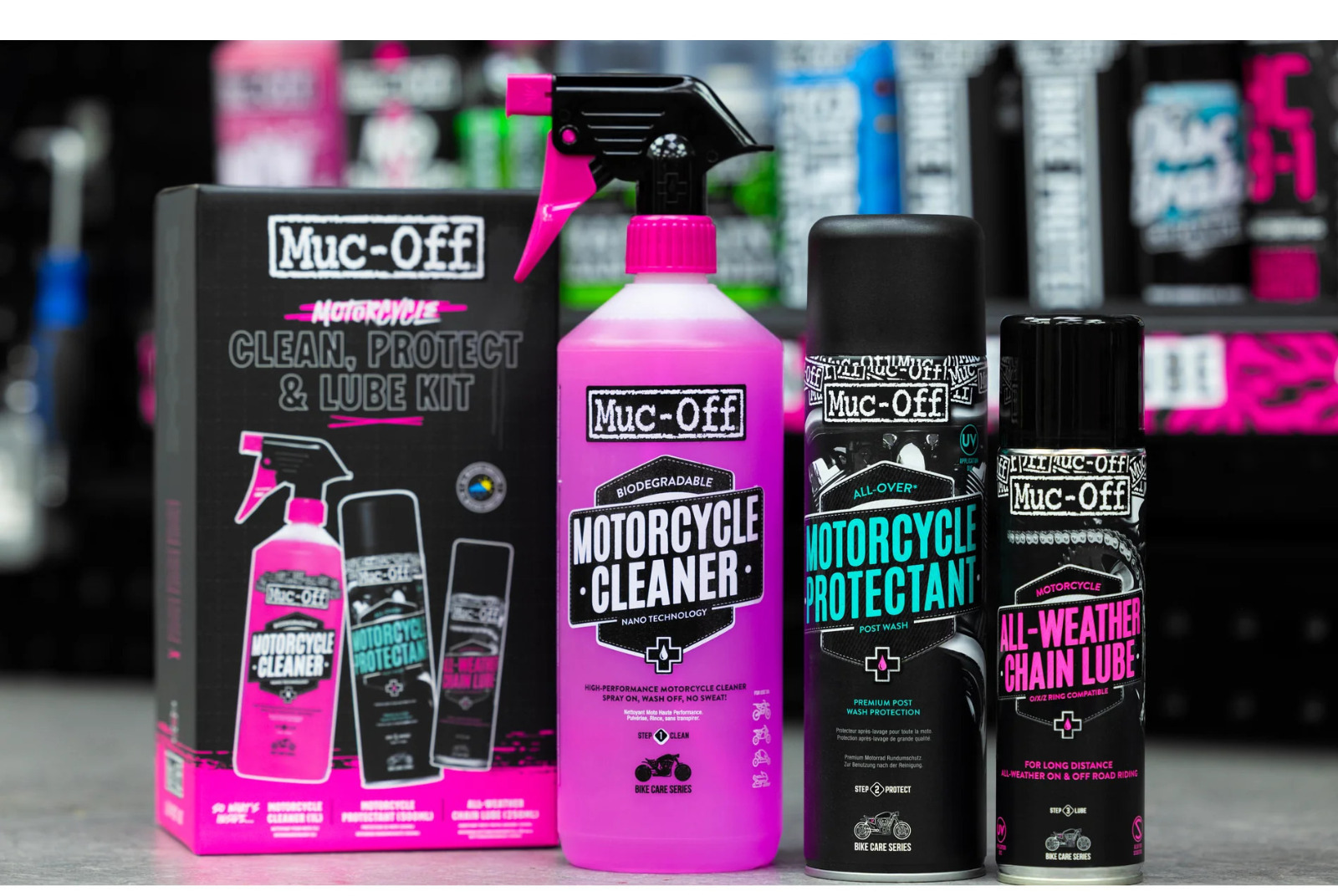 Muc-Off Clean Protect and Lube Kit πλήρες σετ καθαρισμού και συντήρησης μοτοσυκλέτας